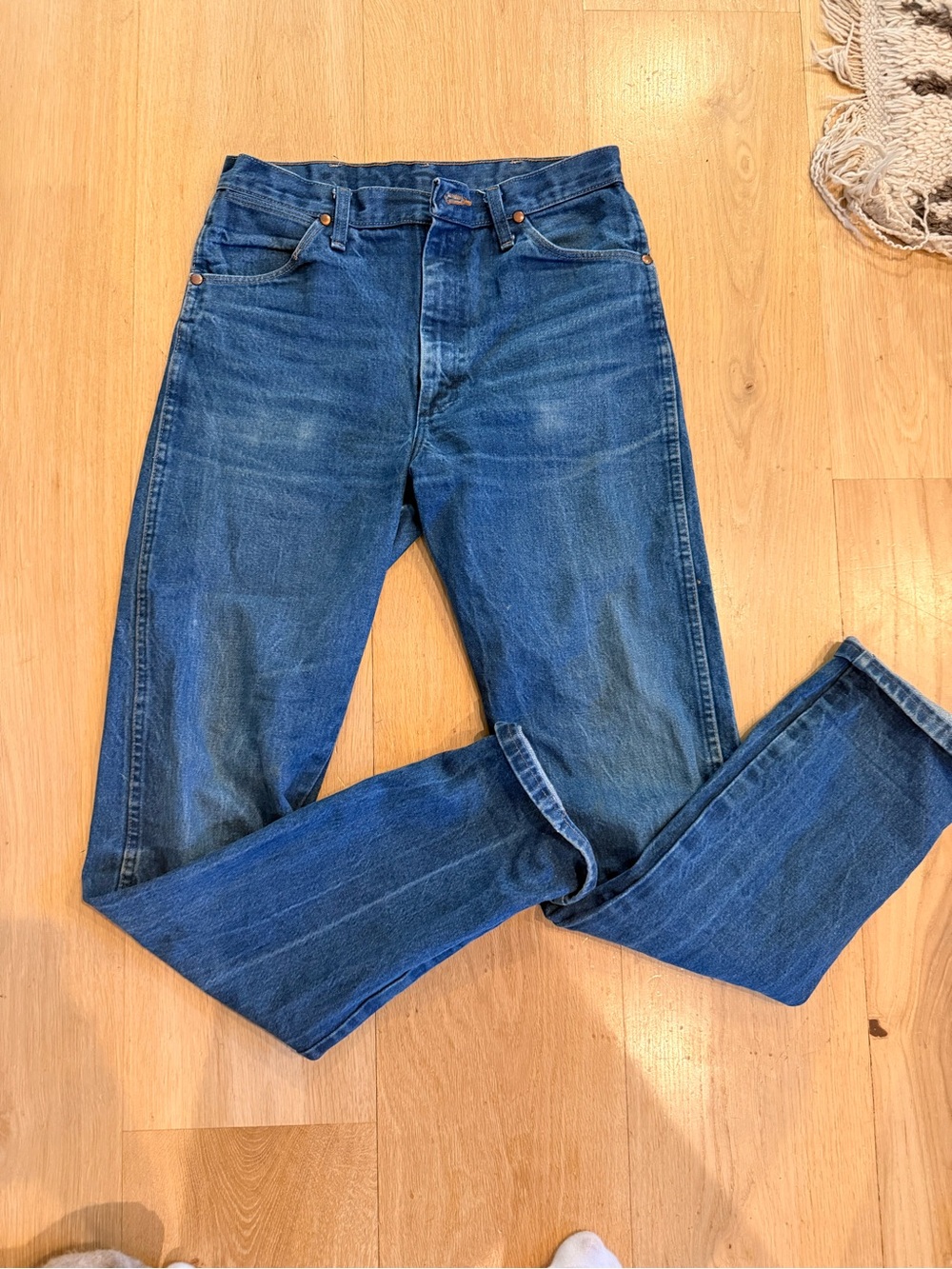 Vintage Wrangler Blue Straight-Leg Denim Jeans